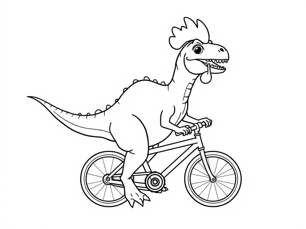 Dino Riding a Bike Coloring Page