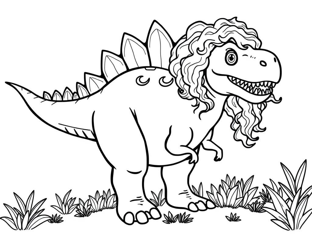 Curly Dinosaur Coloring Page