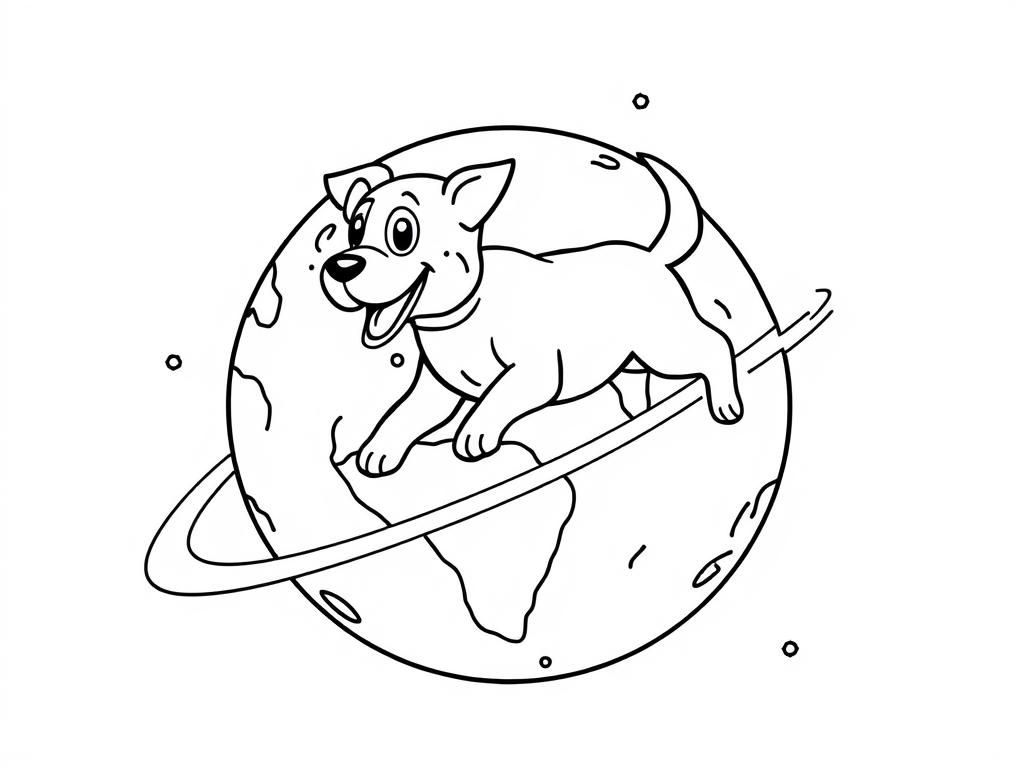 Dog in Space Coloring Page