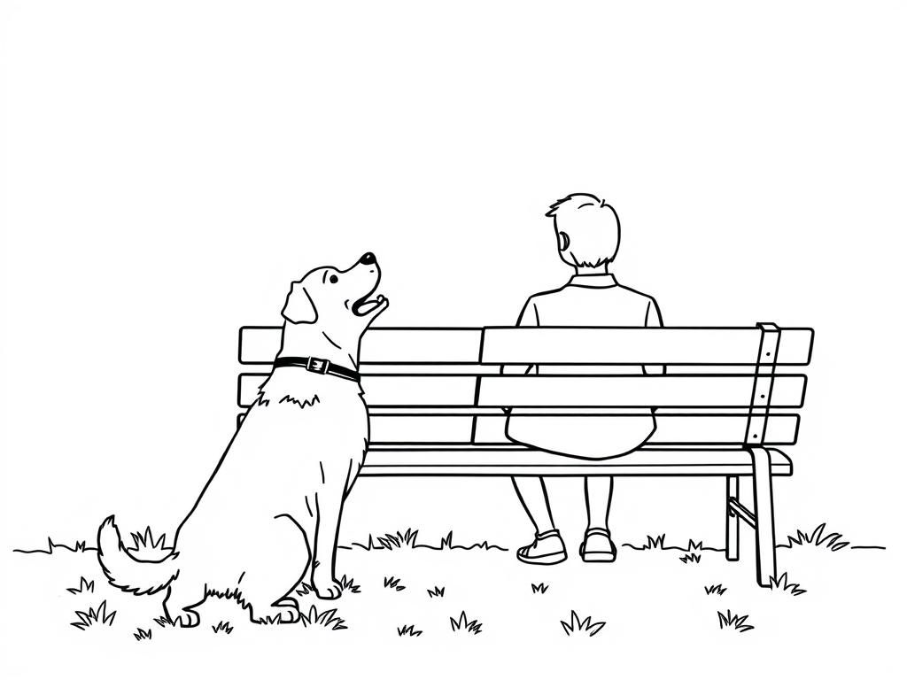 Preview of A dog is barking at a couple sitting on a park bench