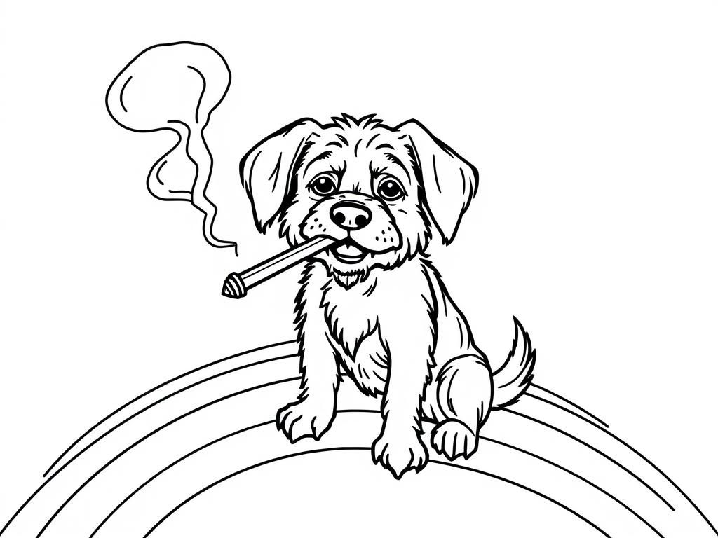 Preview of a dog on a rainbow smoking a joint