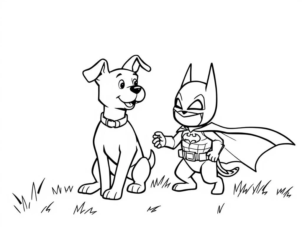 Batman and Dog Coloring Page