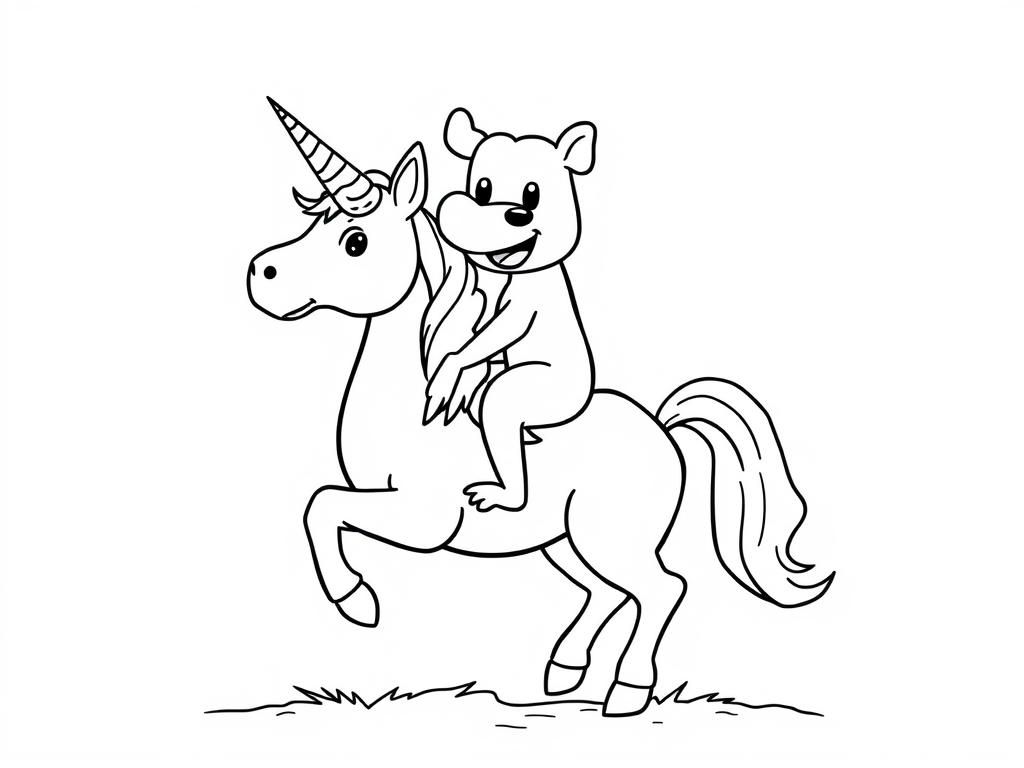 Unicorn Bear Coloring Page