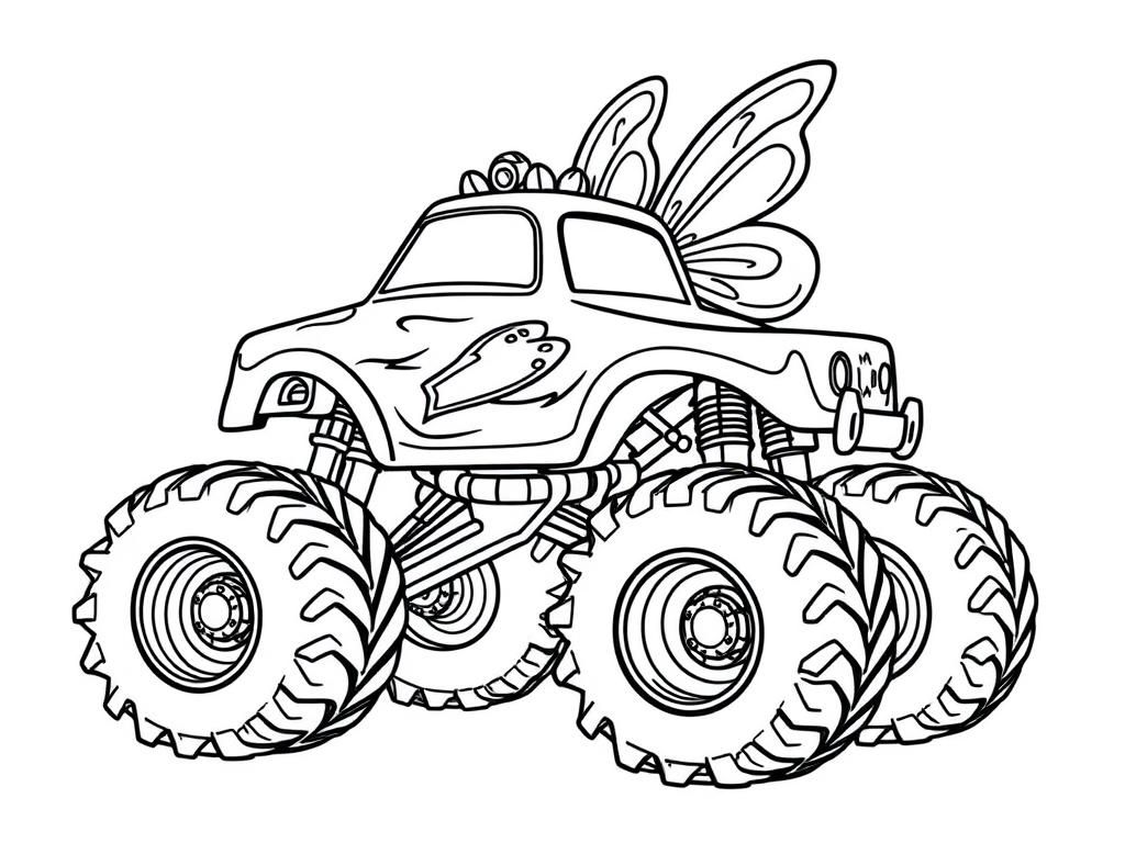 Monster Truck Fairy Coloring Page