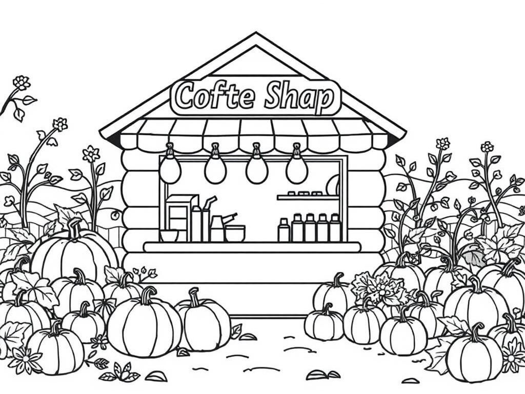 Coffee Shop Coloring Page