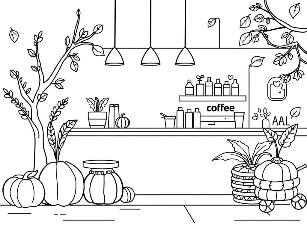 Coffee Shop Coloring Page
