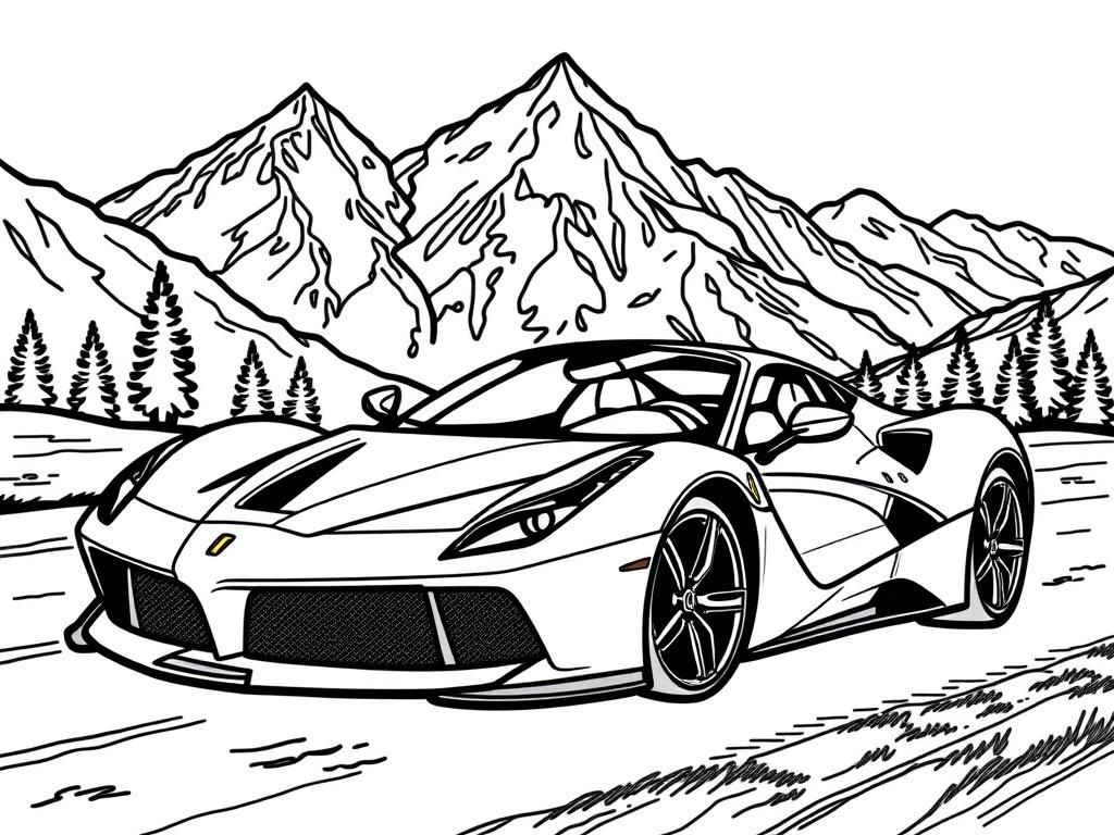 Preview of a ferarri in the mountains