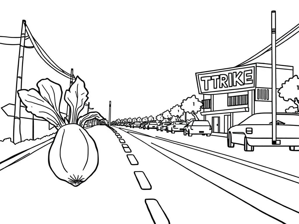 Cityscape & Turnip Coloring Page