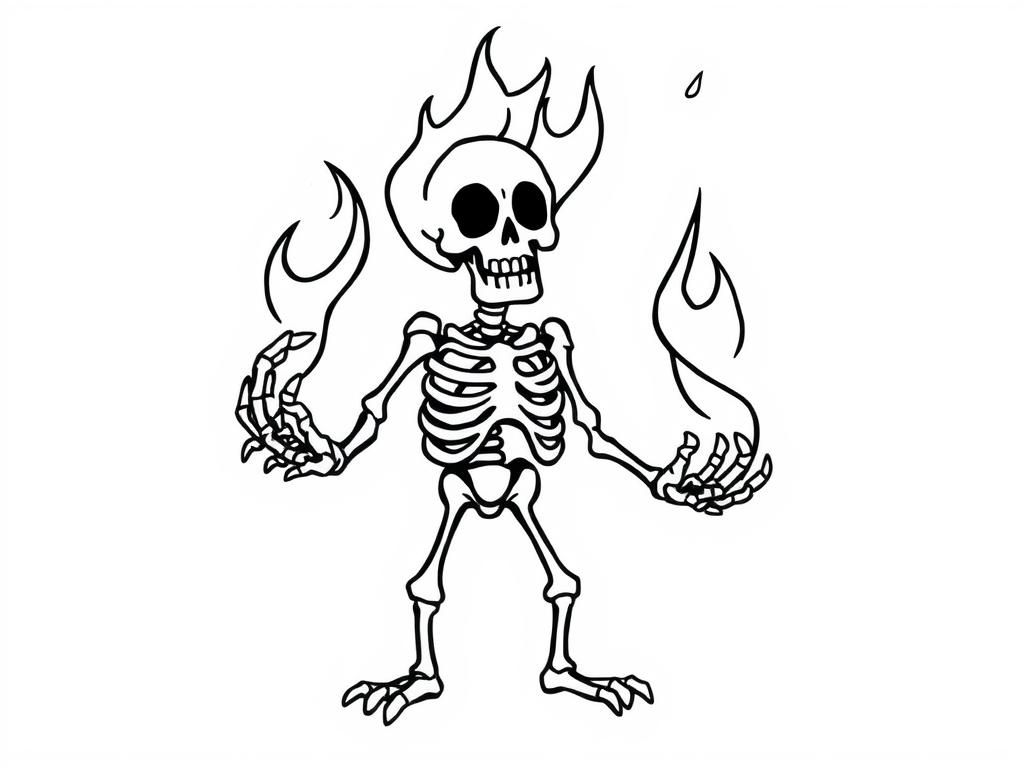 A fire skeleton head
