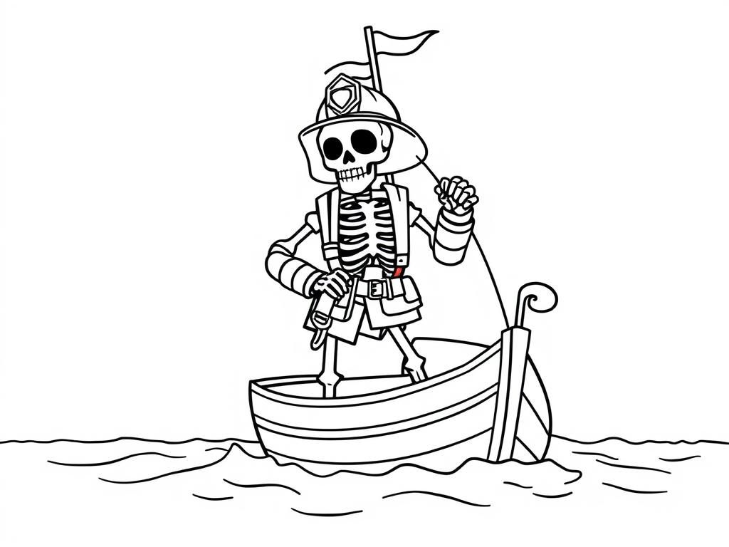 Kleurplaat van een skeletpiraat