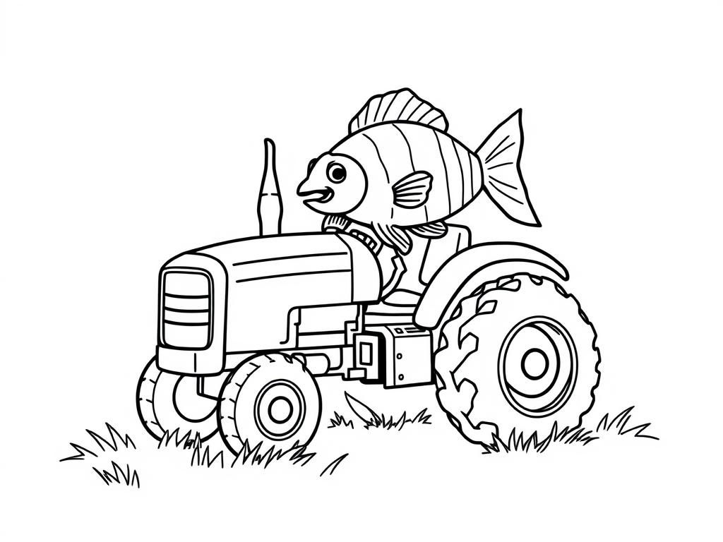 a fish on a tractor