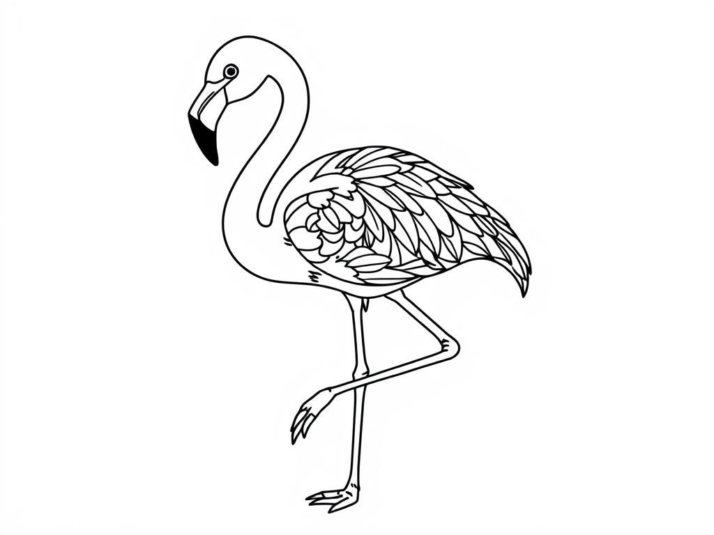 A flamingo with a lot of advanced beautiful patterns - Free Printable Coloring Page