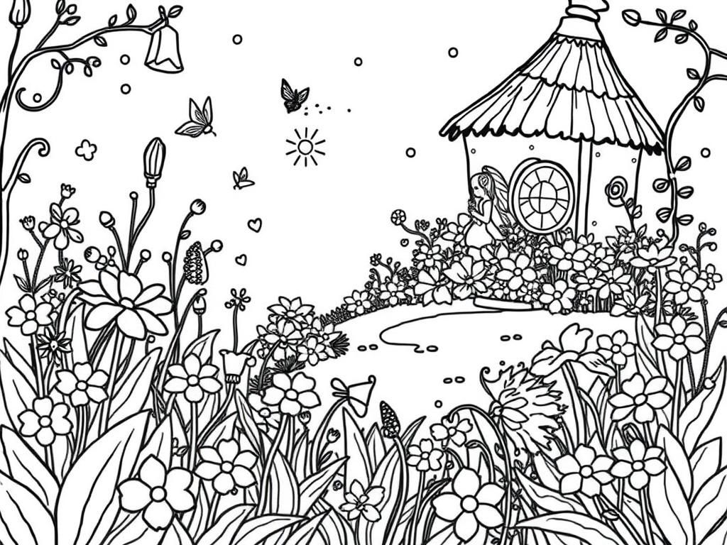 Fairy Garden Coloring Page