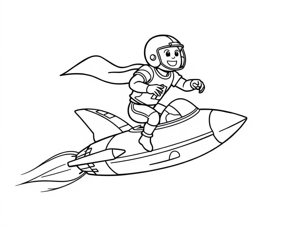 Astronaut Riding Rocket Coloring Page
