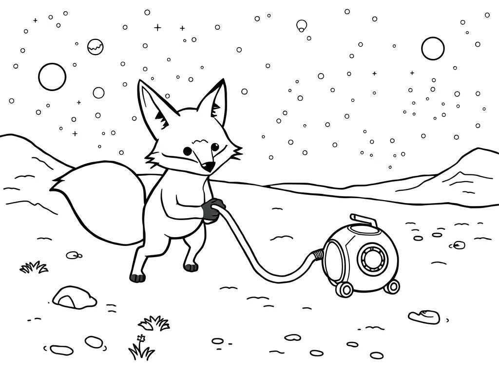 Preview of A fox on mars at night chasing a vacuum cleaner