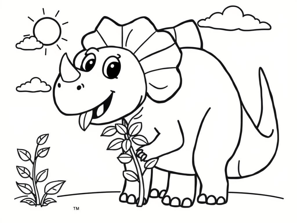Triceratops Dinosaur Coloring Page