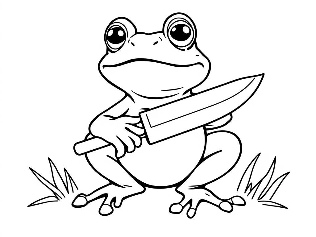 Frog with Knife Coloring Page