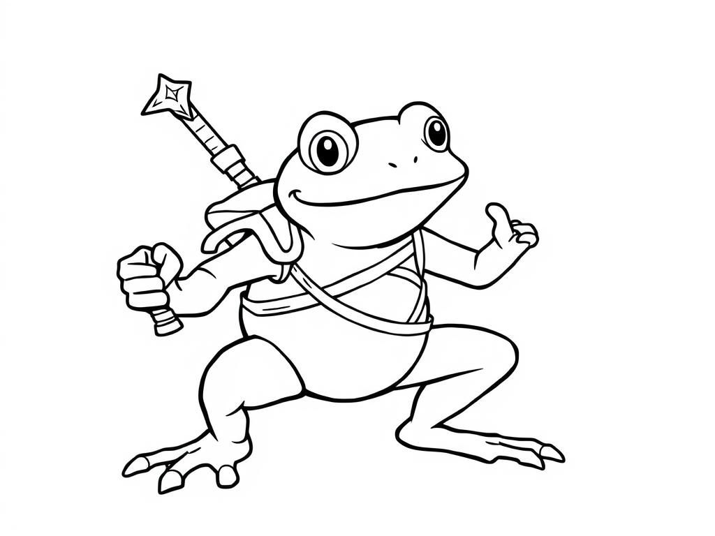Kleurplaat Dappere Kikkerkrijger