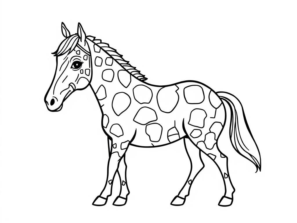 Preview of a full horse with giraffe patterns, head, and neck