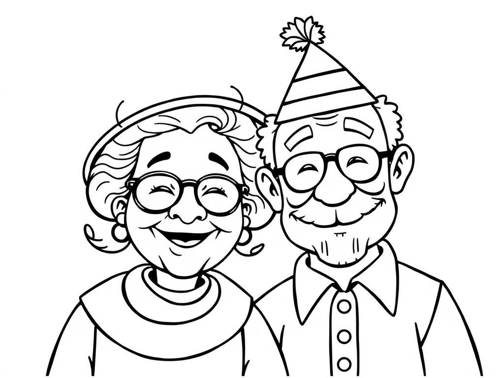 Preview of a funny grandma and grandpa with a silly hat