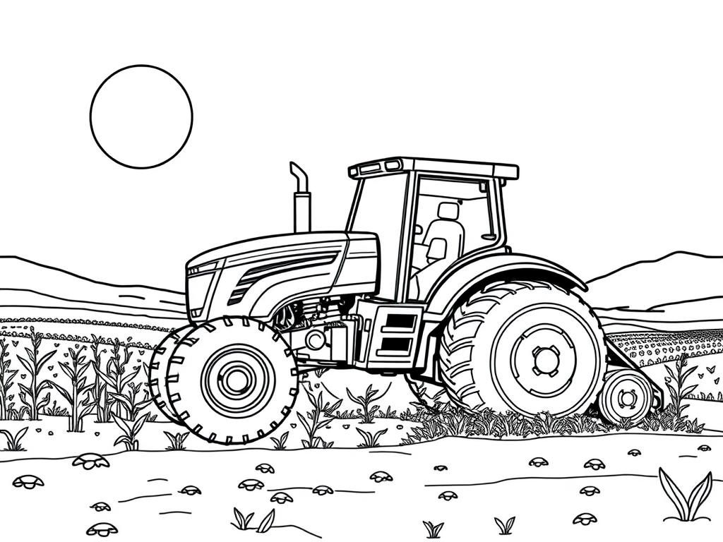 Preview of A futuristic tractor with glowing wheels harvesting crops on an alien planet