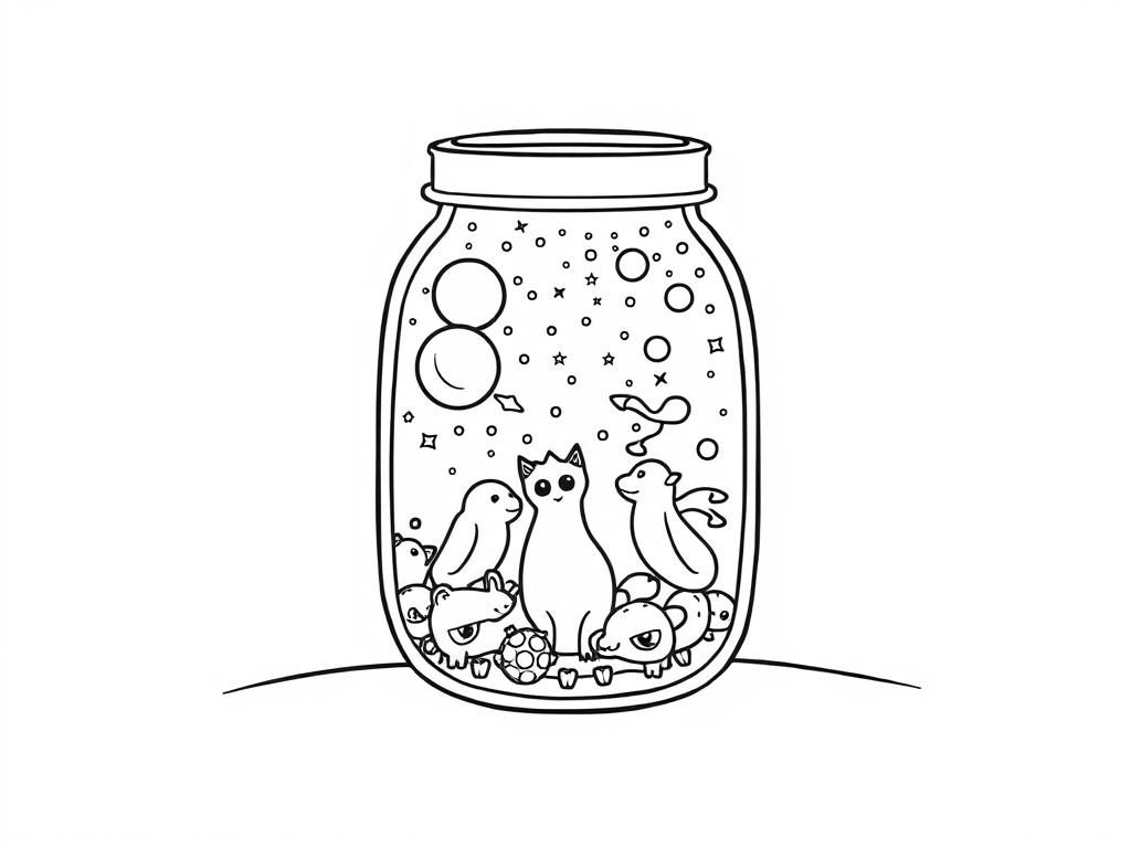 Preview of a galactic scene inside a jar with animals