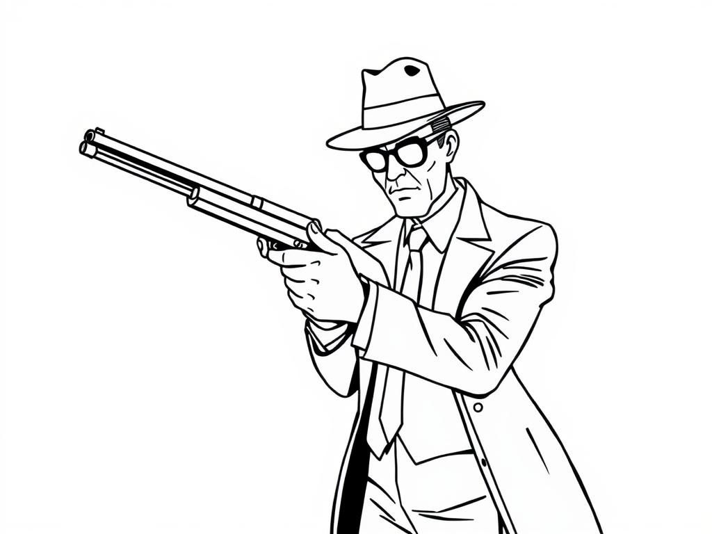 Preview of A gangster in a suit with a shotgun