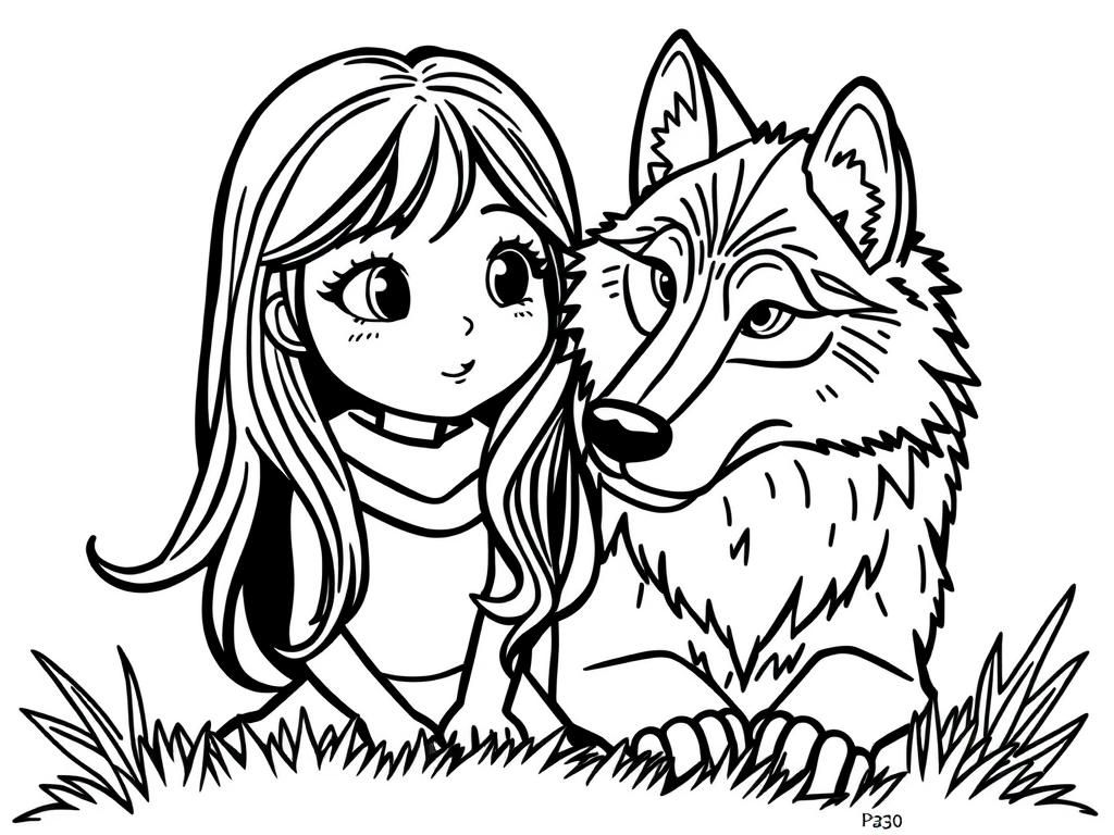 Preview of A girl and a wolf