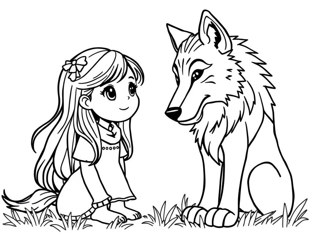 A girl and a wolf