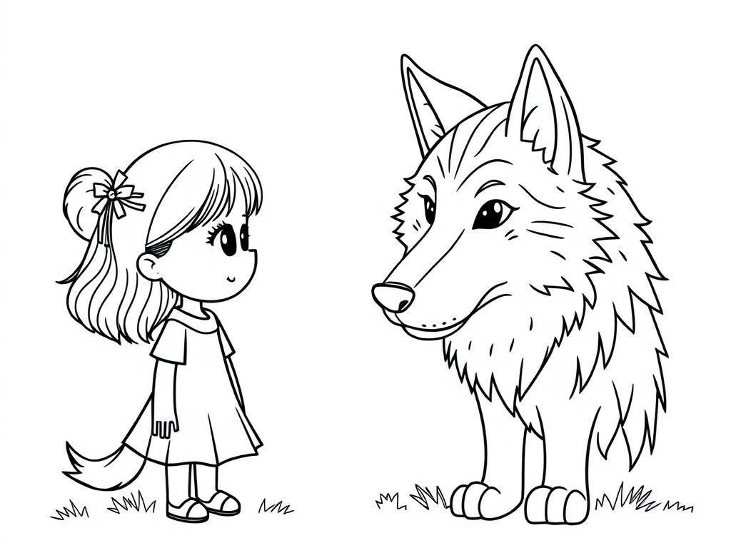 A girl and a wolf