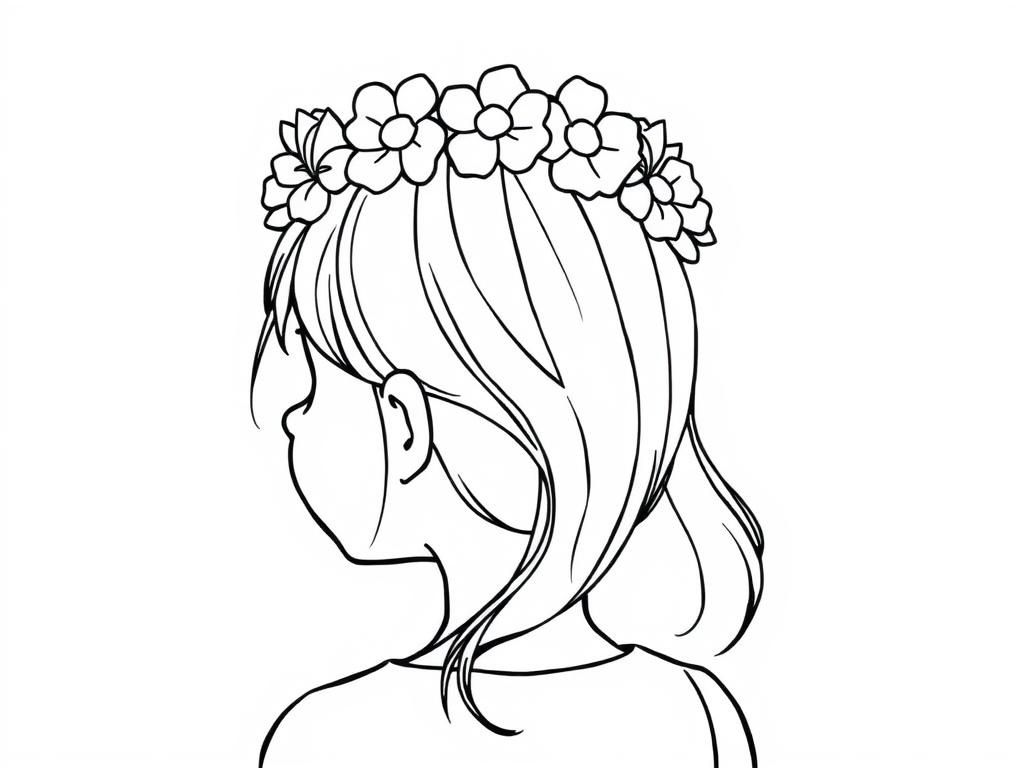 Flower Crown Coloring Page for Kids