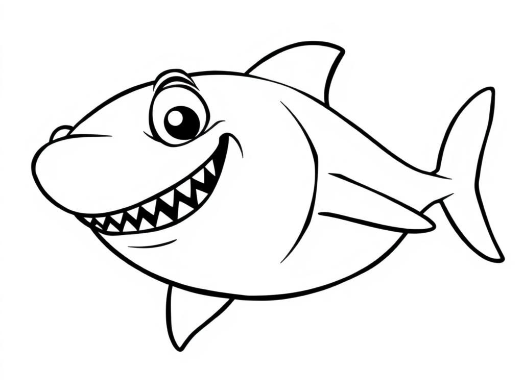 Kleurplaat van een lachende haai