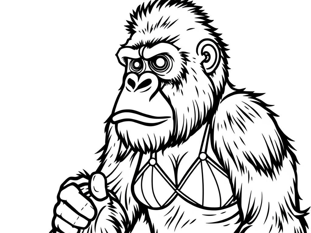 A gorilla looking sussy with a bikini