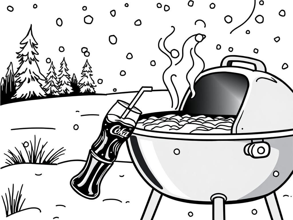 A grill drink coke at the snow