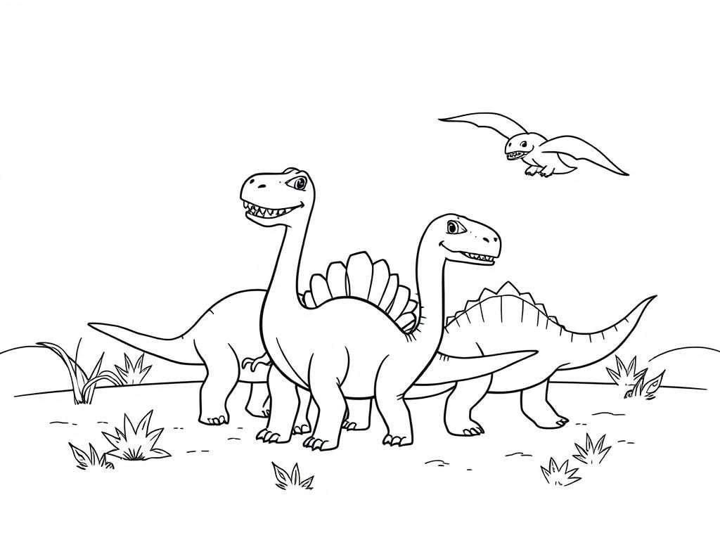 Dino Friends Coloring Page