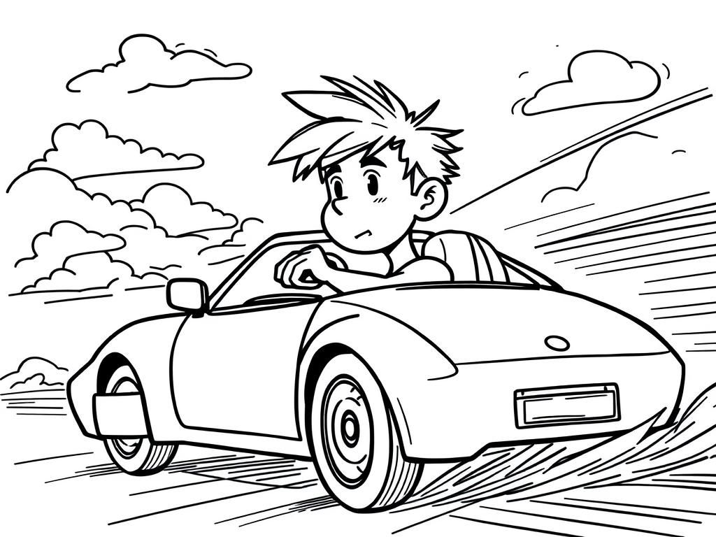 Speedster Sportwagen Kleurplaat voor Kinderen