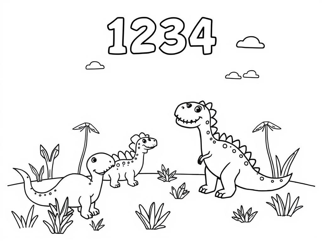 Preview of a happy place with dinosaurs and at the top the text "1234" and at the bottom the text "OWYN"