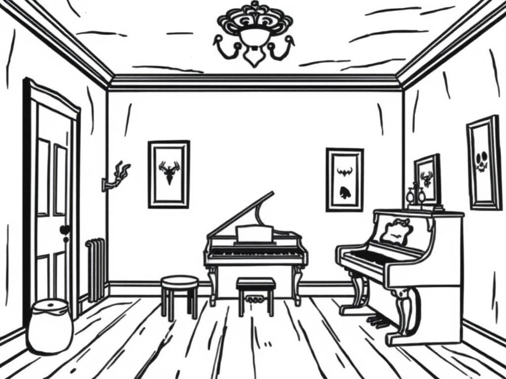 Preview of a haunted room with a piano playing by itself