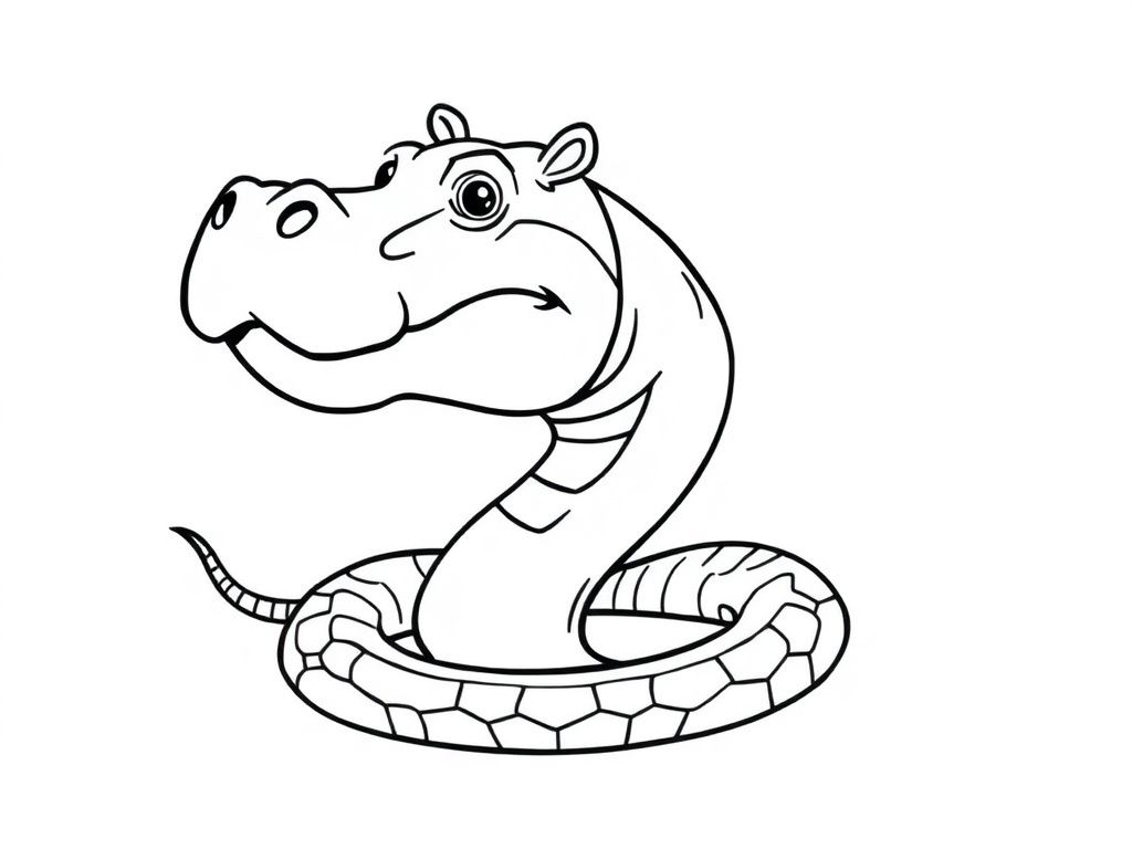 Hippopotamus Snake Coloring Page