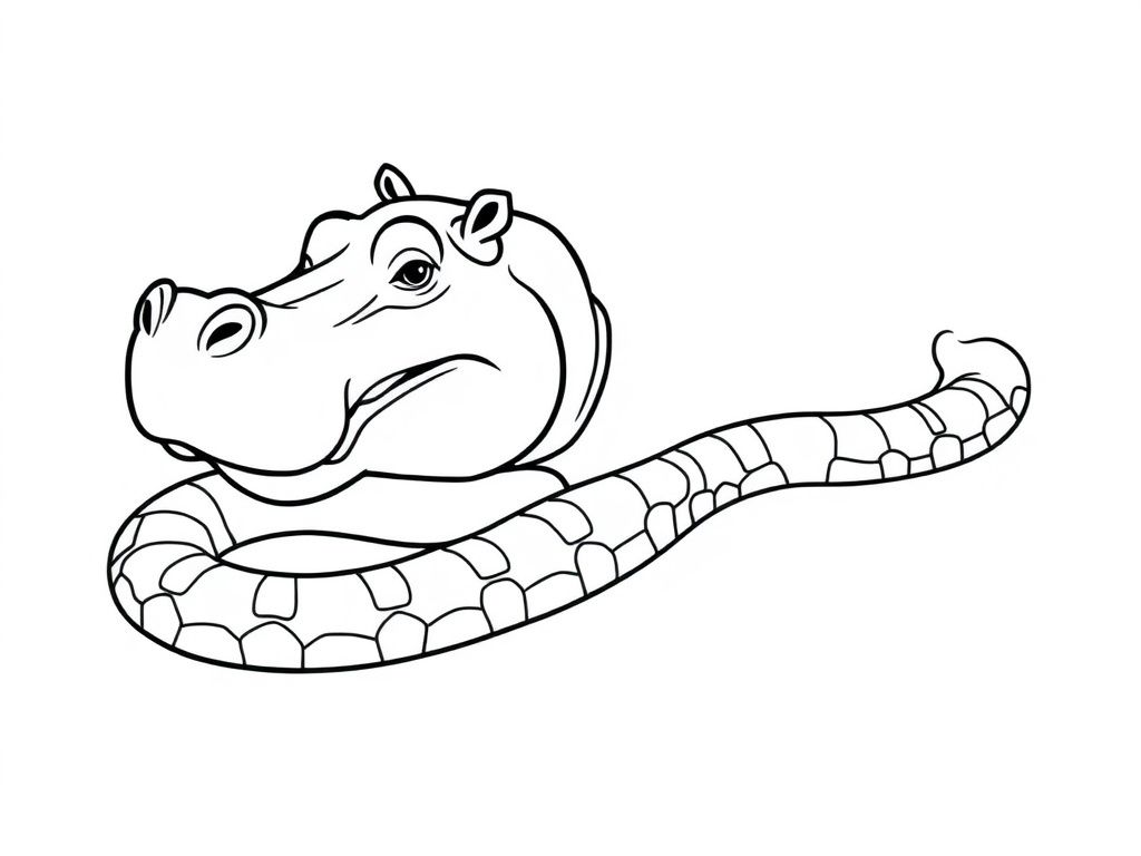 Hybrid Hippopotamus Snake Coloring Page