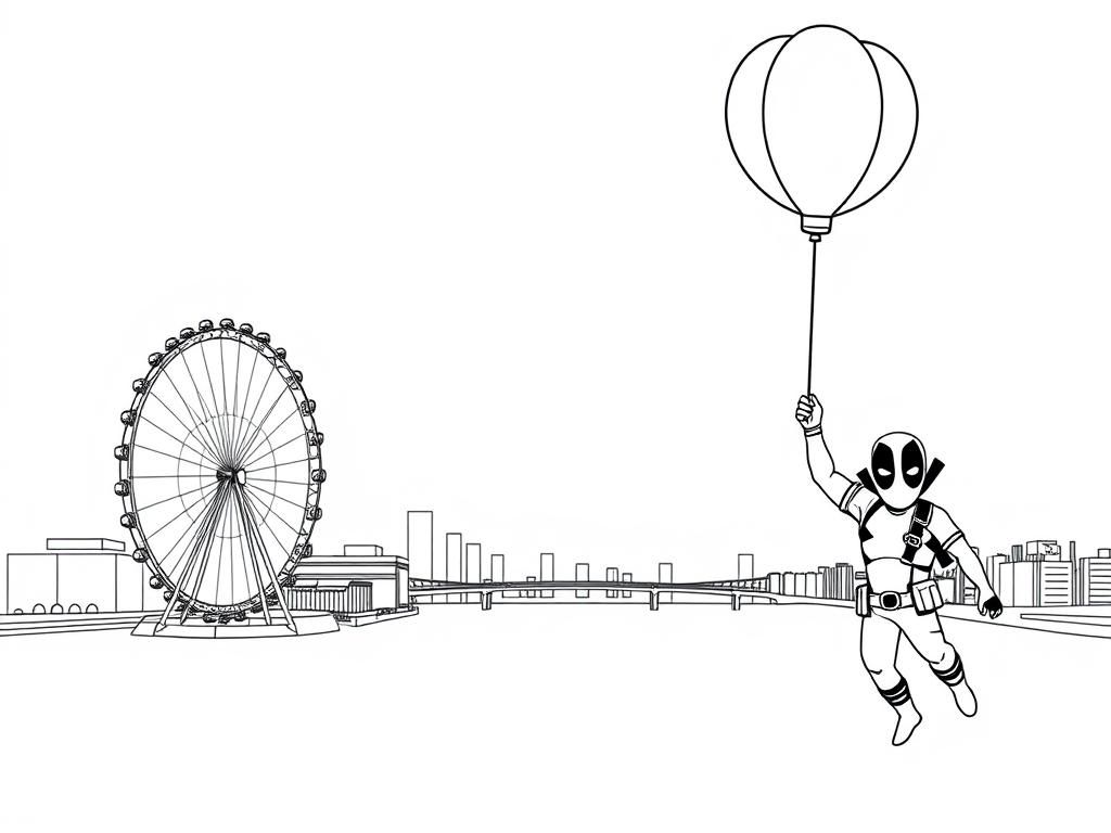 Deadpool Heteluchtballon Superheld Kleurplaat