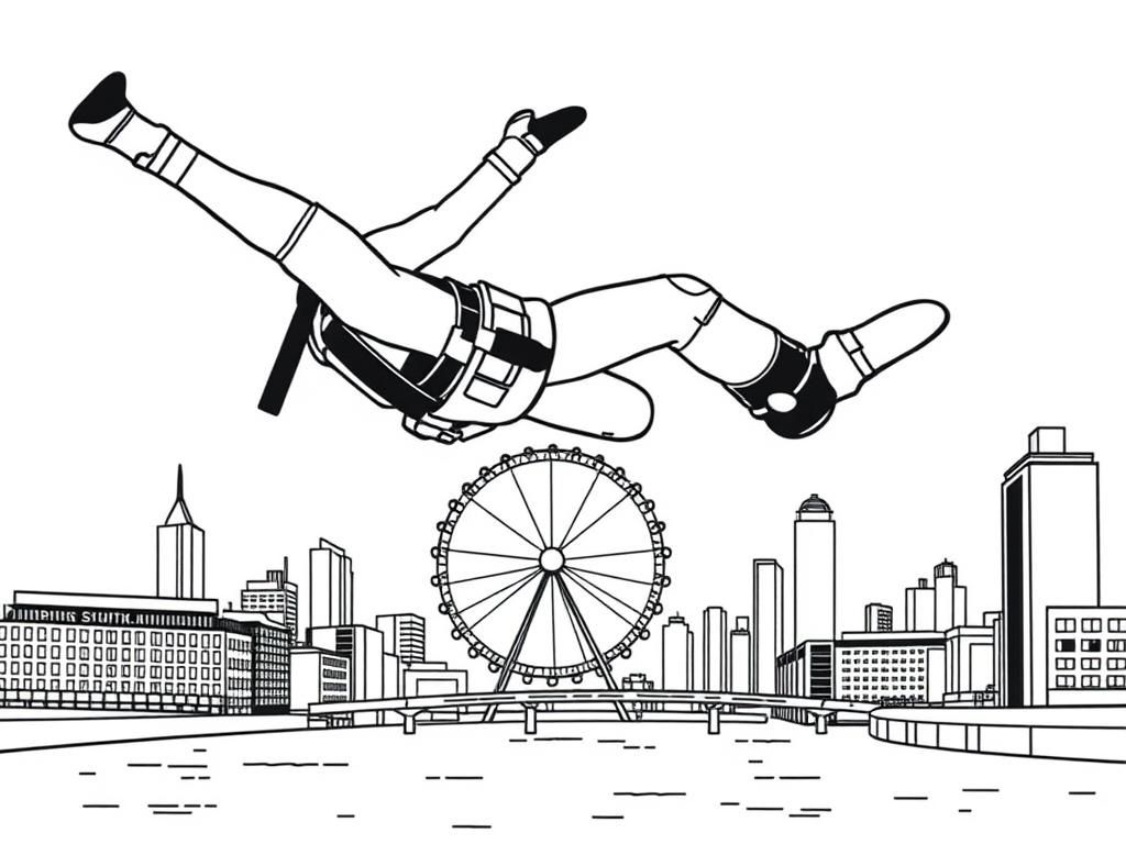 Bungee Jumper City Skyline Kleurplaat