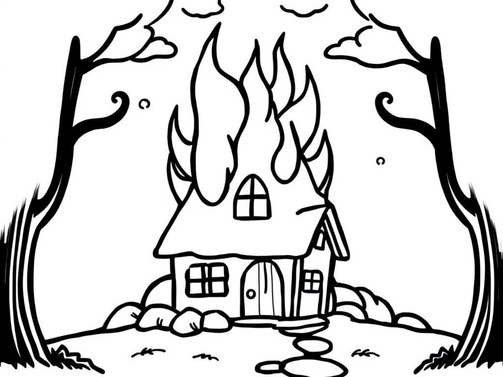 Flaming Fairy Tale Coloring Page