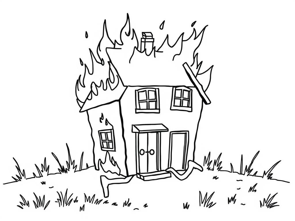 Preview of A house that is on fire, and the house has legs and is running away