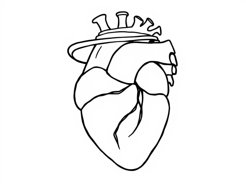 a human heart wearing a hat - Free Printable Coloring Page