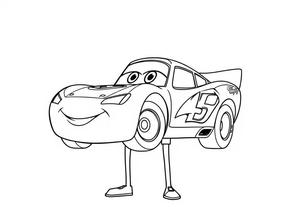 Preview of A human man, standing on two legs, that has a head that looks like Lightening McQueen