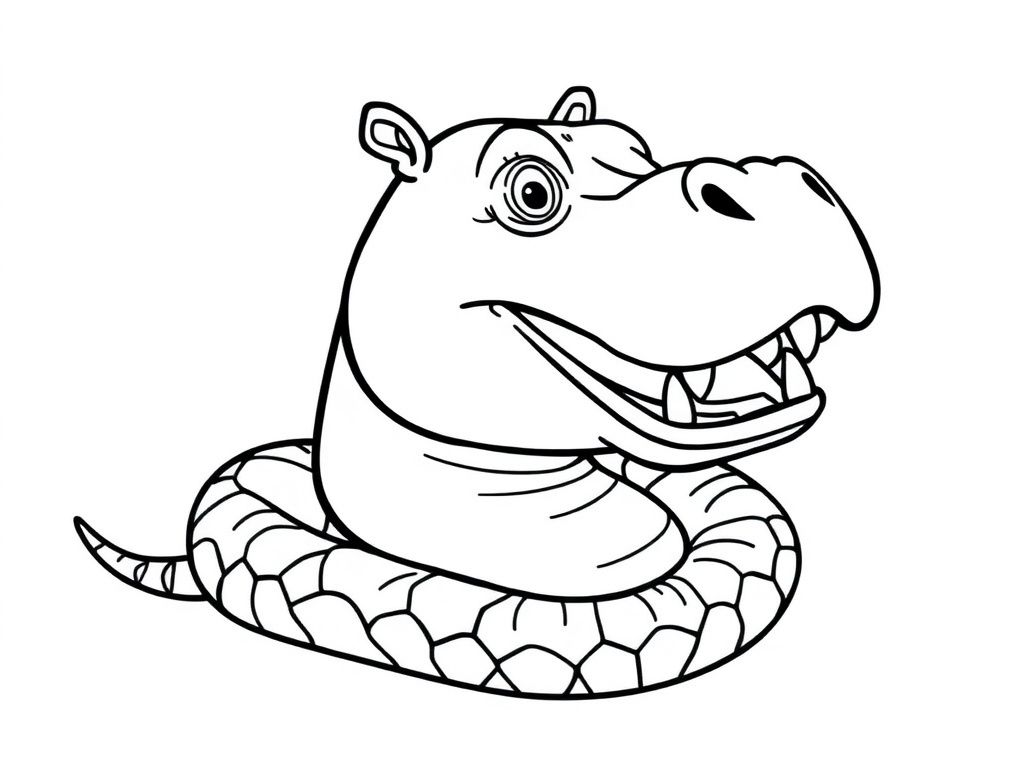 Hippo Snake Coloring Page