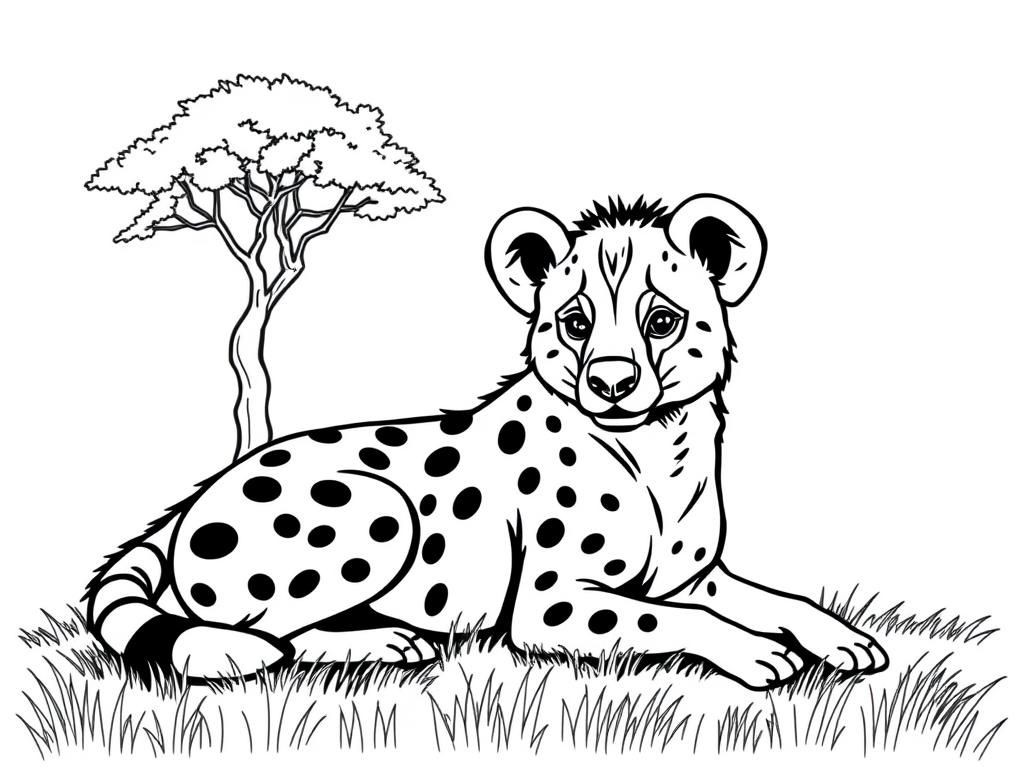 Wild Hyena Coloring Page: African Savannah Adventure