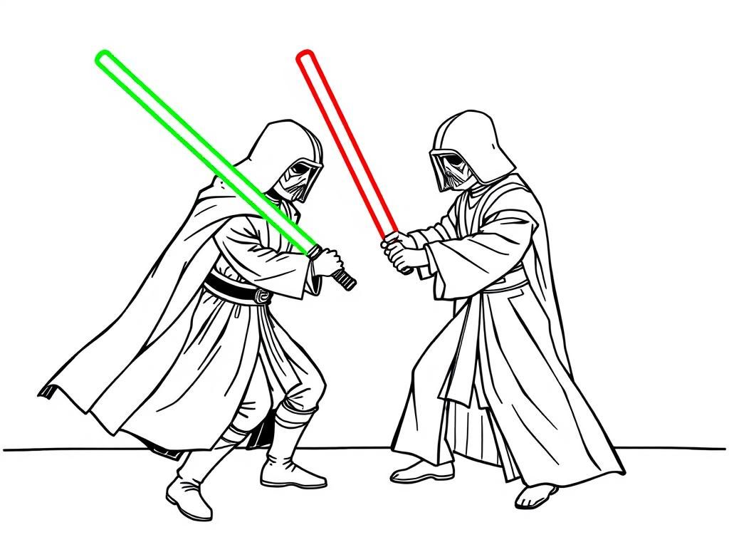 Star Wars Lightsaber Duel Coloring Page