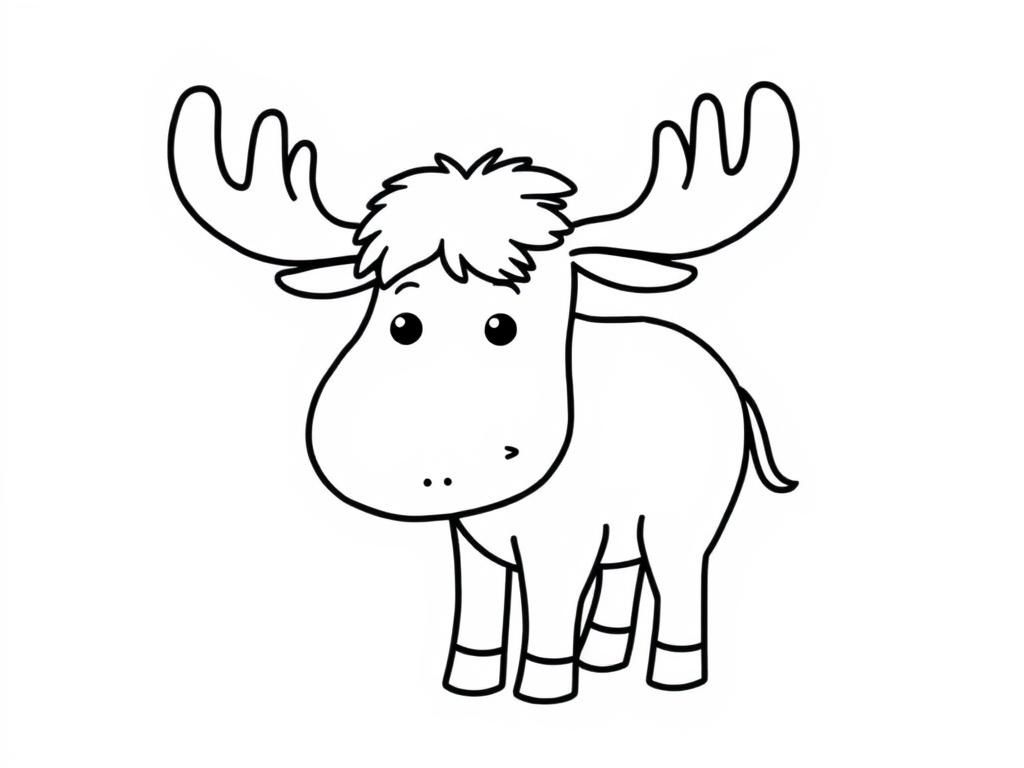 A kawaii moose - Free Printable Coloring Page